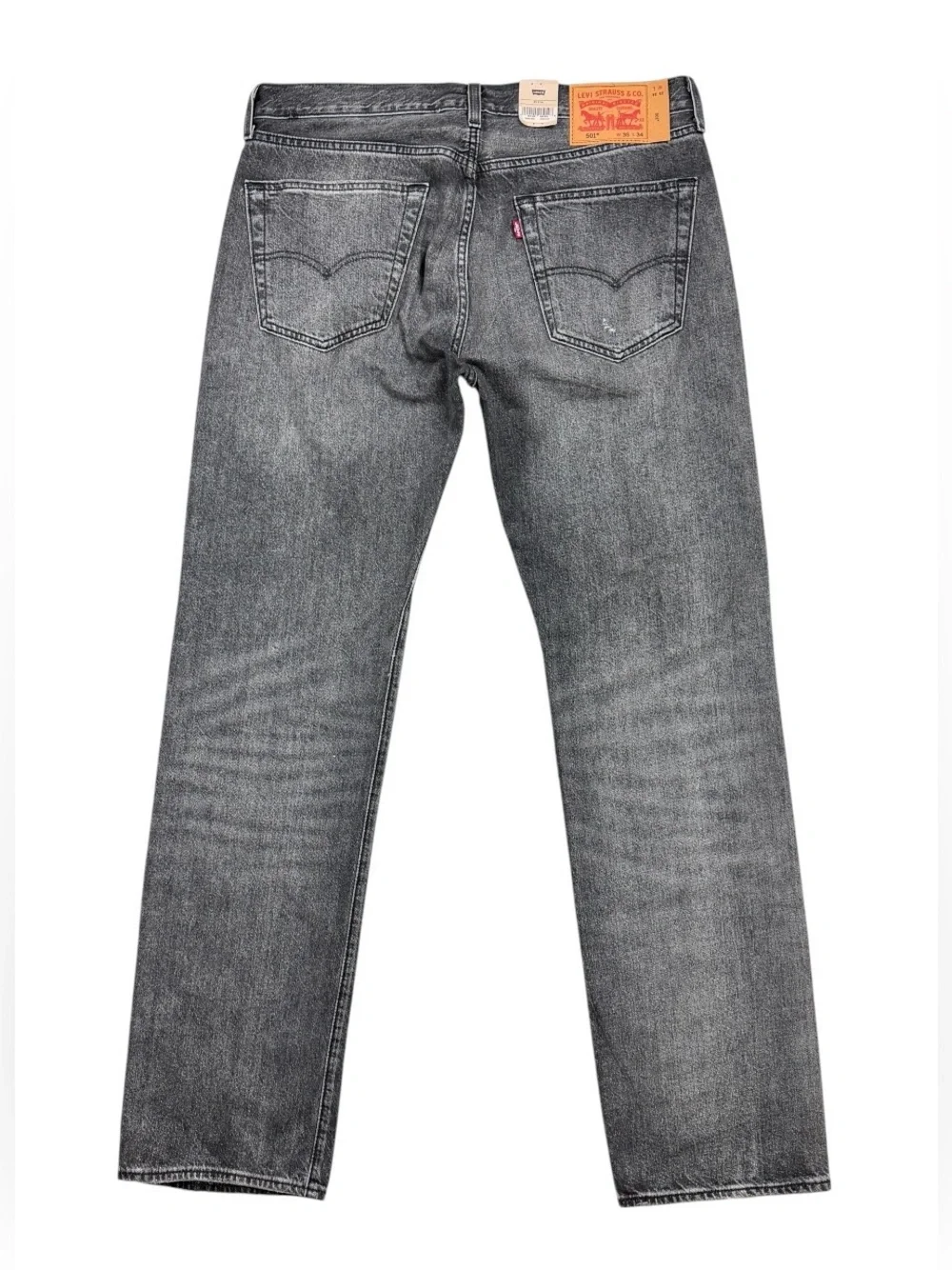 Levis Original 501 Original Straight Leg Jeans 35x34 Distressed Charcoal Gray